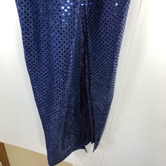 Vintage Blue Sequin Maxi Dress Sz 3 - Picture 11 of 11